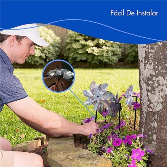 Premium Repellent Pin Wheels - Sparkly Holographic Wheel Spinners, Scare Birds - Picture 4 of 6